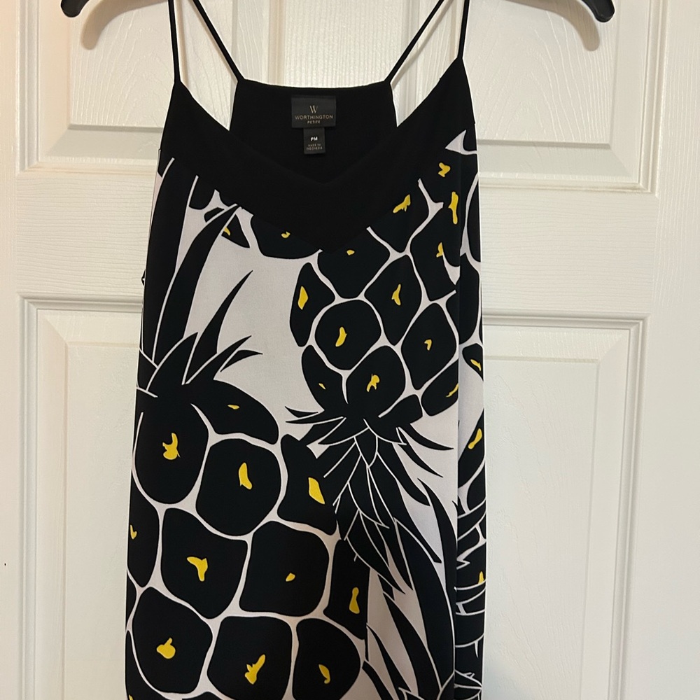 Worthington Black and Yellow Pineapple Camisole